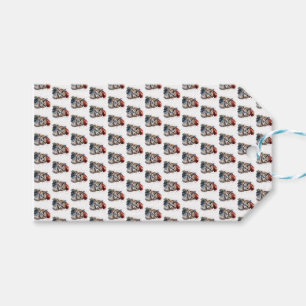 Watercolor Christmas Owl Santa Hat Allover Pattern Gift Tags