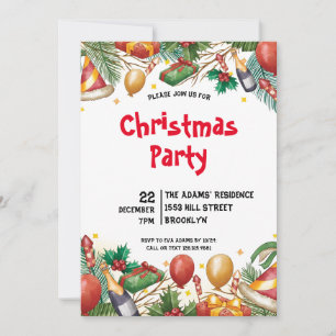 Watercolor Christmas Party Invitation