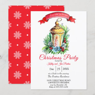 Watercolor Christmas Party Invitation