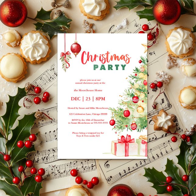 Watercolor Christmas Party Invitation (Creator Uploaded)