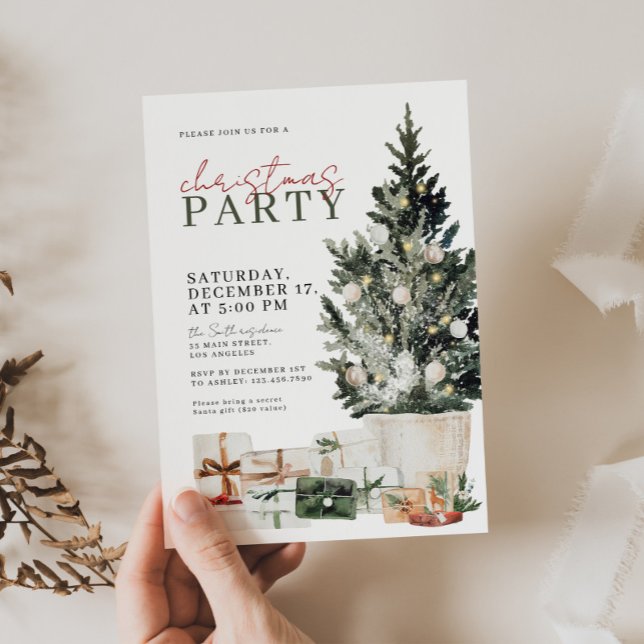 Watercolor Christmas Party Invitation (Creator Uploaded)