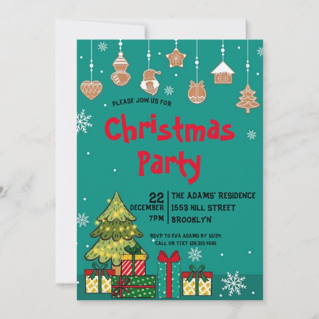Watercolor Christmas Party Invitation (Front)