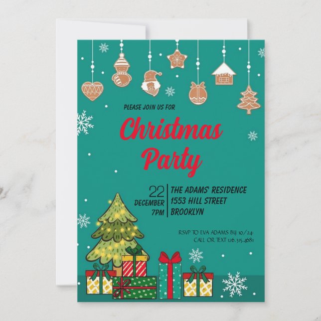 Watercolor Christmas Party Invitation (Front)