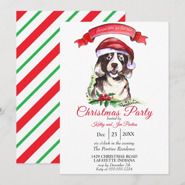 Watercolor Christmas Party Invitation (Front/Back)