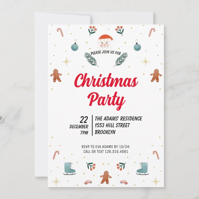 Watercolor Christmas Party Invitation (Front)