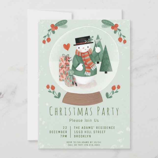 Watercolor Christmas Party Invitation (Front)