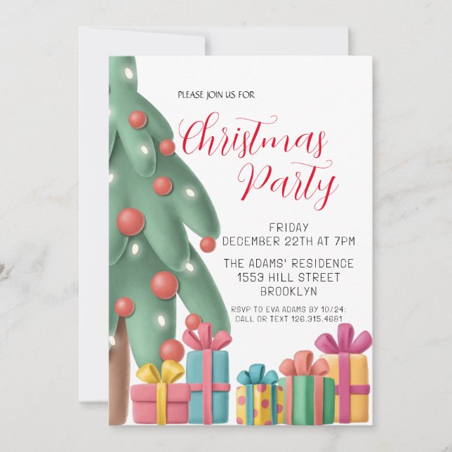 Watercolor Christmas Party Invitation (Front)