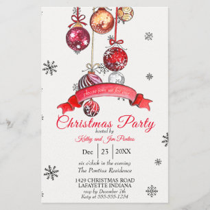 Watercolor Christmas Party Invitation Flyer