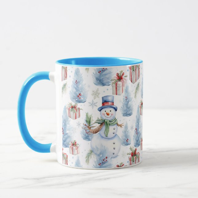 Watercolor Christmas Pattern Mug (Left)