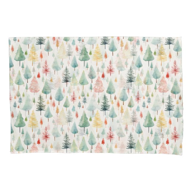 Watercolor Christmas Pattern Pillowcase (Front)