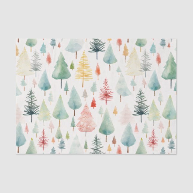 Watercolor Christmas Pattern Tissue Paper (Front)