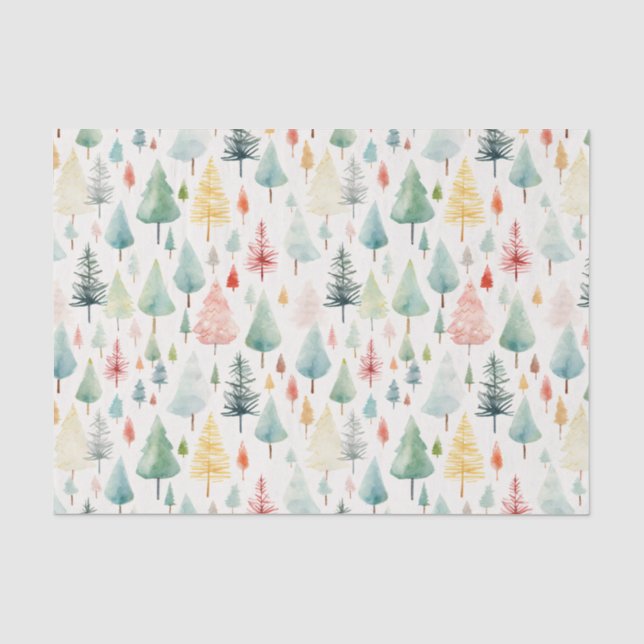 Watercolor Christmas Pattern Tissue Paper (Front)