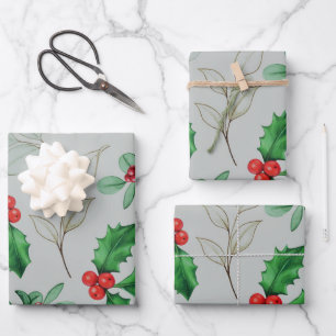 Watercolor Christmas Pattern  Wrapping Paper Sheet