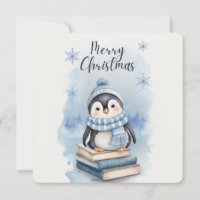 Watercolor Christmas Penguin