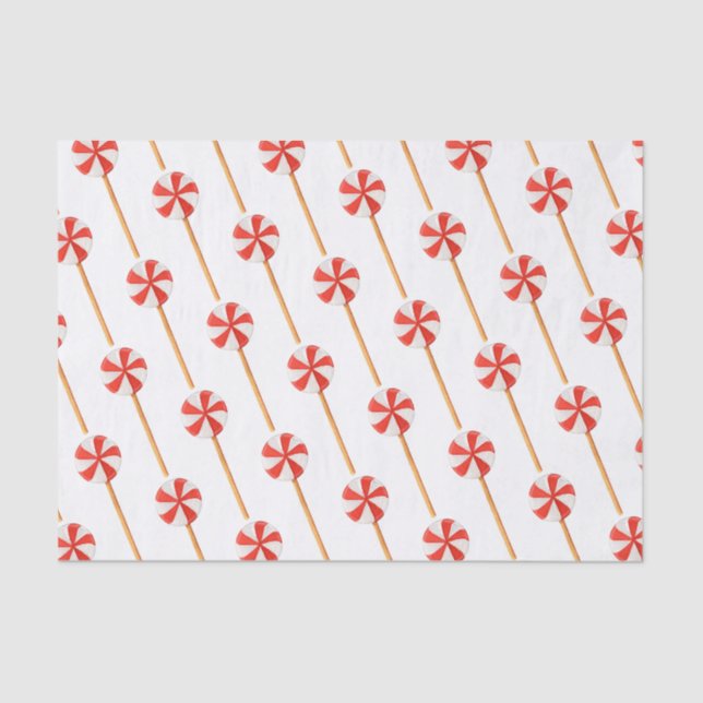 Watercolor Christmas Peppermint Cake Pops Tissue Paper (Front)