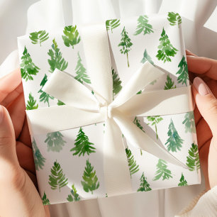 Watercolor Christmas Pine Tree Wrapping Paper