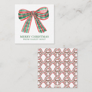 Watercolor Christmas Plaid Bow Enclosure Card