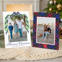 Watercolor Christmas Plaid Bow Garland Swag Photo