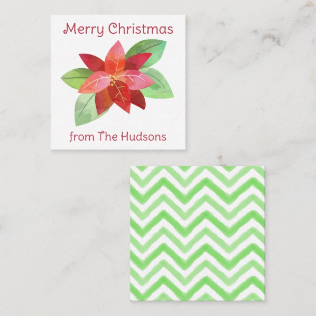 Watercolor Christmas Poinsetta Gift Enclosure Card (Front/Back)