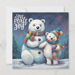 Watercolor Christmas Polar Bears Holiday Card
