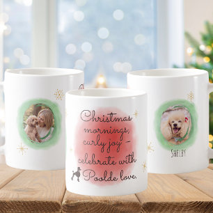 Watercolor Christmas Poodle – Personalized Holiday Coffee Mug