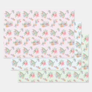Watercolor Christmas Presents, Ornaments, Branches Wrapping Paper Sheet