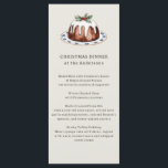 Watercolor Christmas Pudding Festive Dinner Menu<br><div class="desc">Add a touch of holiday elegance to your festive gatherings with this Watercolor Christmas Pudding Festive Dinner Menu. Featuring a beautifully painted wreath adorned with lush greenery and seasonal accents, this design effortlessly blends modern charm with timeless sophistication. The menu card is fully customizable, allowing you to personalize the text...</div>