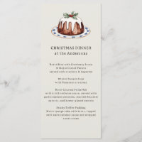 Watercolor Christmas Pudding Festive Dinner