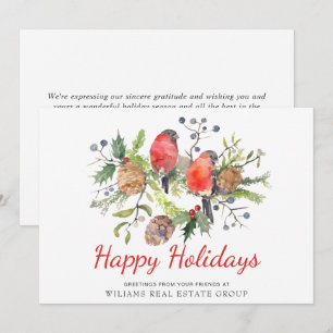 Watercolor Christmas Red Bird Corporate Greeting Holiday Card