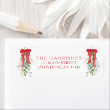 Watercolor Christmas Red Bow Garland