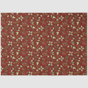 Watercolor Christmas Red Green Holly Berry Leaves  Tissue Paper