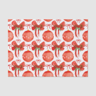 Watercolor Christmas Red Ornaments and Decorations Tissue Paper