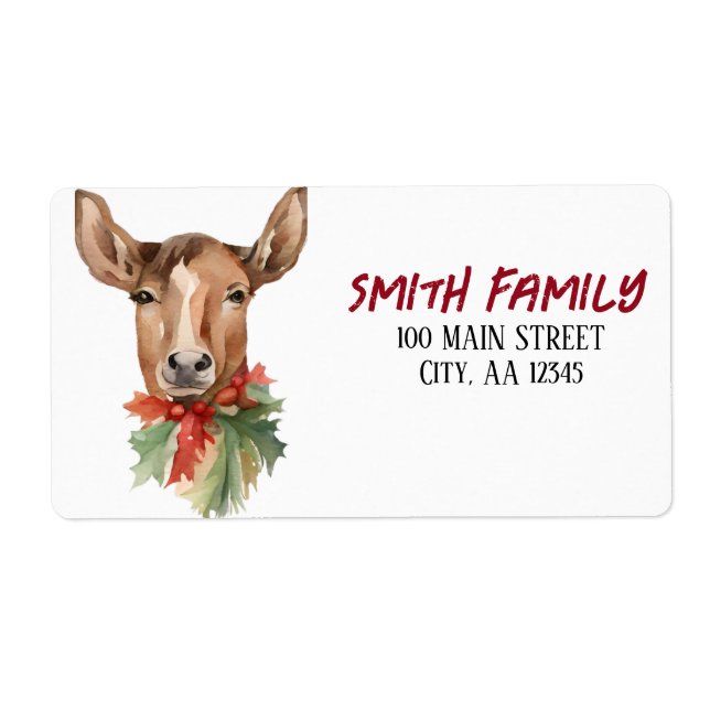 Watercolor Christmas Reindeer  (Front)