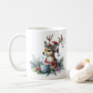 Watercolor Christmas Reindeer Coffee Mug