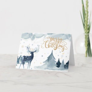 Watercolor Christmas Reindeer Folded Card