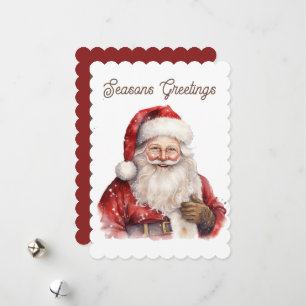 Watercolor Christmas Santa add text Holiday Card