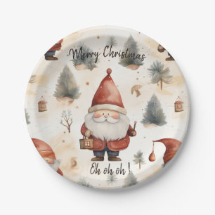 Watercolor Christmas Santa Claus 2 - Paper Plate
