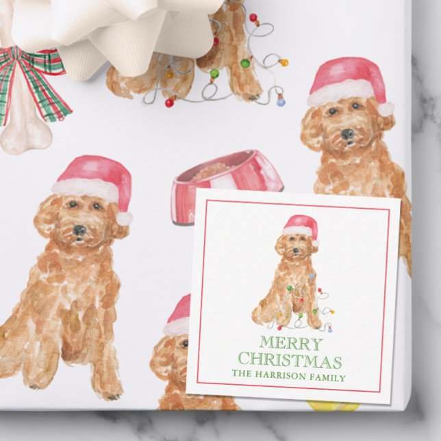 Watercolor Christmas Santa Dog Gift Enclosure Card (Creator Uploaded)