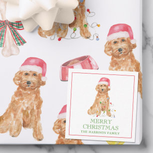 Watercolor Christmas Santa Dog Gift Enclosure Card