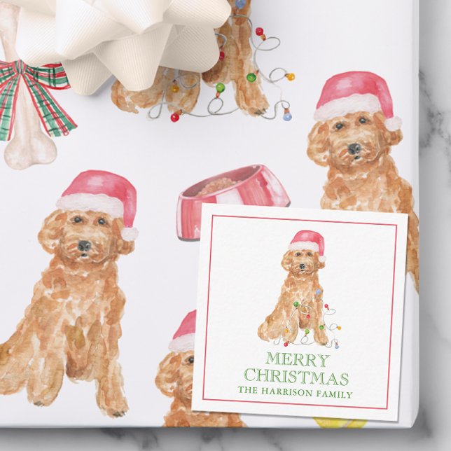 Watercolor Christmas Santa Dog Gift Enclosure Card (Creator Uploaded)