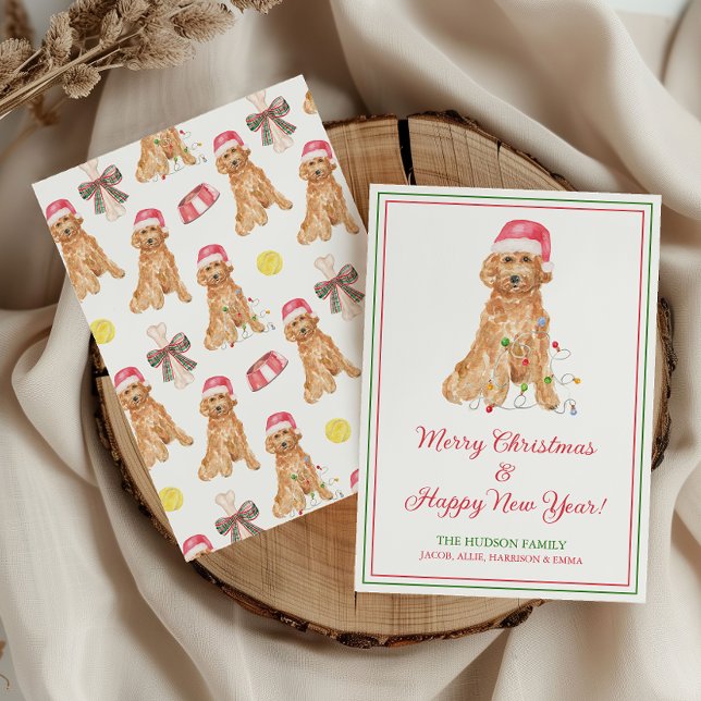 Watercolor Christmas Santa Dog Holiday Card (Creator Uploaded)