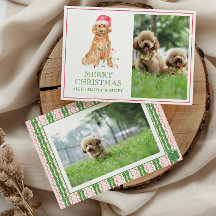 Watercolor Christmas Santa Dog Photo
