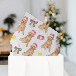 Watercolor Christmas Santa Dogs Tissue Paper