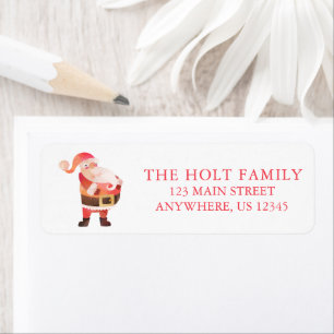 Watercolor Christmas Santa Return Address