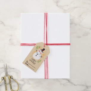 Watercolor Christmas Snowman Gift Tag