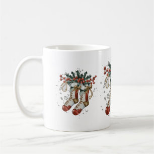 Watercolor Christmas Socks and Holly Berry Coffee Mug