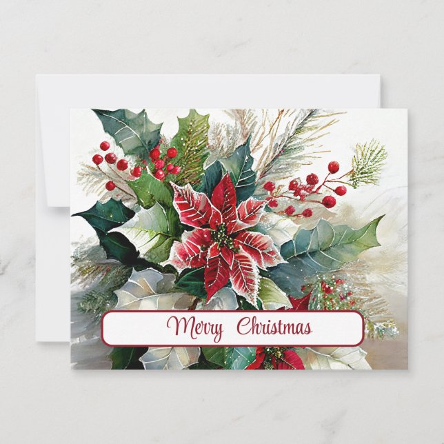 Watercolor Christmas spray custom Holiday Card (Front)