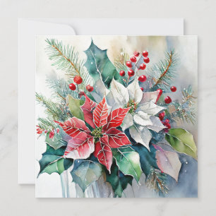 Watercolor Christmas spray custom Holiday Card