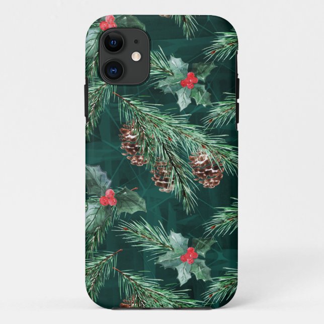 Watercolor Christmas spruce with cones  Case-Mate iPhone Case (Back)