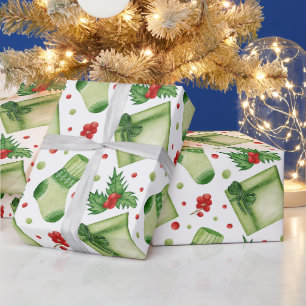 Watercolor Christmas Stockings and Presents Wrapping Paper
